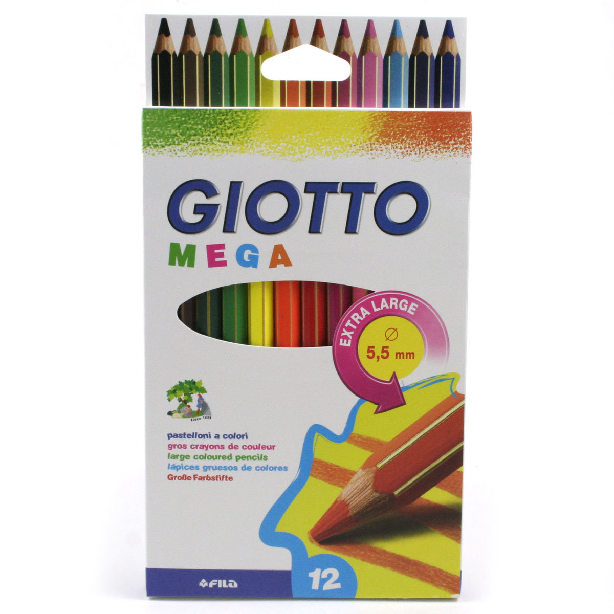 Pastelli Giotto Mega - 5,5 mm - da 3 anni in poi - 225400 (conf.8)