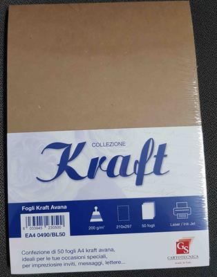 FOGLI A4 GR.200 PZ.50 KRAFT AVANA EA40490