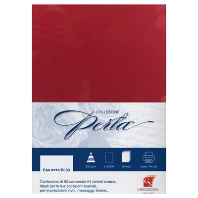 CARTONCINI PERLATI A4 GR.250 PZ.50 ROSSO EA40215/BL50