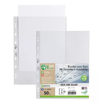 BUSTE FORATE GEA GREEN 22X30 BUCCIA PP100%RIC.100MY 50PZ
