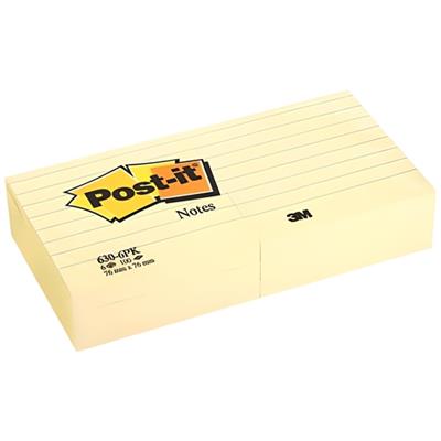 POST-IT 630 76X76 PZ.6 RIGATO 50848
