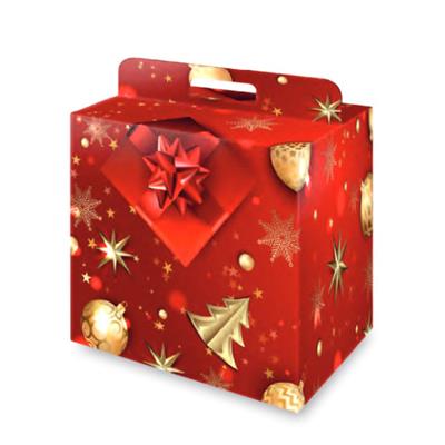 SCATOLA PORTAPANETTONE +BOTTIGLIA 31,2X23,2X35,7 ROSSO