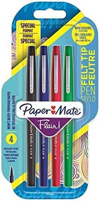 PAPER MATE PENNE FLAIR ORIGINAL 3+1 COLORI ASSORTITI