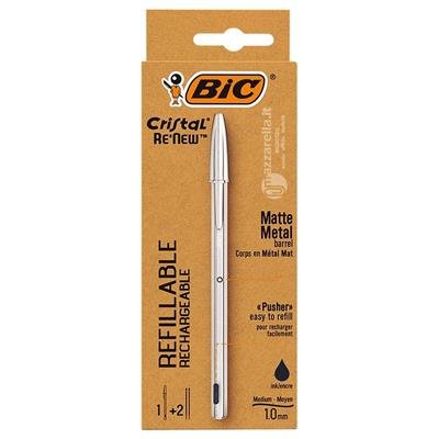 PENNA BIC CRISTAL RE'NEW 1MM+2REFILL NERO 997201