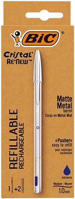 PENNA BIC CRISTAL RE'NEW 1MM+2REFILL BLE 997202