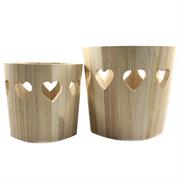 SET 2 VASI IN LEGNO C/CUORI 06335