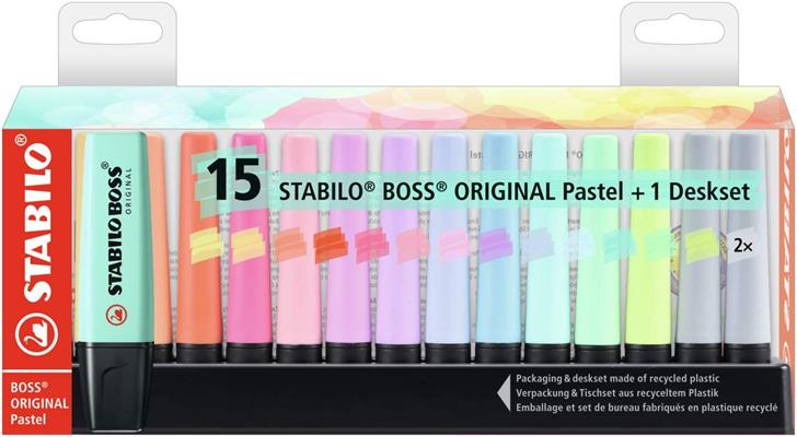 DESKSET DA 15 EVIDENZIATORI STABILO PASTEL 7015-02-5