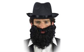 Barba nera lunga 18cm per feste e carnevale