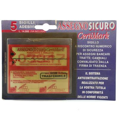 SIGILLO ADESIVO ASSEGNO SICURO CERTIMARK