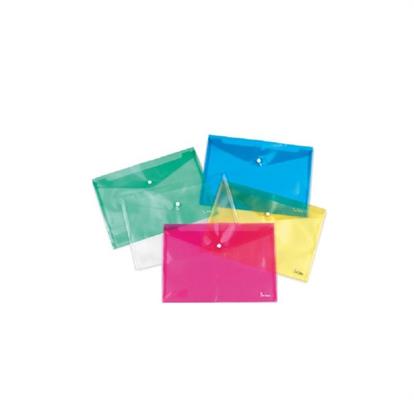 BUSTE TRASPARENTI C/BOTTONE A4 PZ.5 ASSORTITE 32,7X23,5