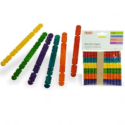 STECCHE IN LEGNO 115MM 50PZ COLORATE WD115C