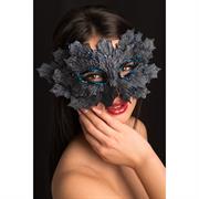 MASCHERA IN PLASTICA C/FOGLIE GRIGIE IN TESSUTO 00755