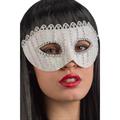 MASCHERA IN PLASTICA BIANCA C/GLITTER, STRASS 00768