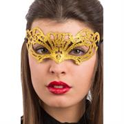 MASCHERA IN PLASTICA INTAGLIATA C/GLITTER ORO 00770