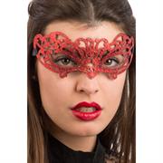 MASCHERA IN PLASTICA INTAGLIATA C/GLITTER ROSSI 00772