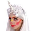 COPRICAPO UNICORNO BIANCO C/FIORI ED ELASTICO 06096