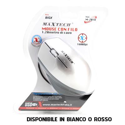 MOUSE OTTICO CON FILO MAXTECH M-Z018 ROSSO/BIANCO/CELEST