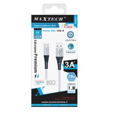 CAVO MICRO USB 1M MAXTECH F-S034 ARGENTO