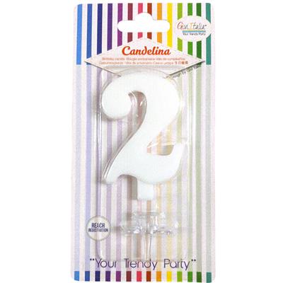 CANDELINA GIVI ITALIA CM.9,5 C/SUPPORTO N.2 BIANCO 06602