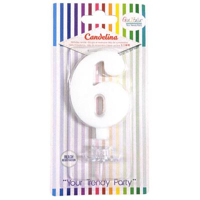 CANDELINA GIVI ITALIA CM.9,5 C/SUPPORTO N.6 BIANCO 06606