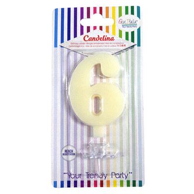 CANDELINA GIVI ITALIA CM.9,5 C/SUPPORTO N.6 AVORIO 06616