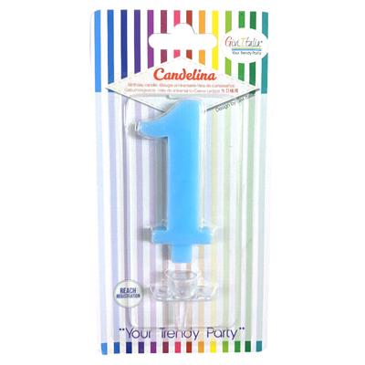 CANDELINA GIVI ITALIA CM.9,5 C/SUPPORTO N.1 AZZURR 06621