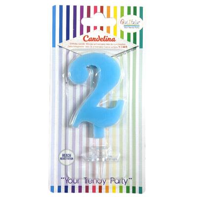 CANDELINA GIVI ITALIA CM.9,5 C/SUPPORTO N.2 AZZURR 06622