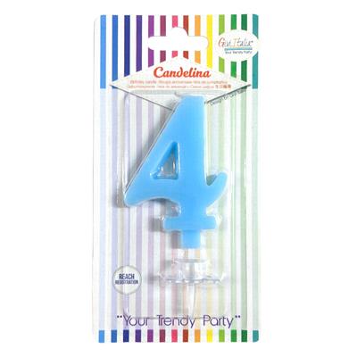 CANDELINA GIVI ITALIA CM.9,5 C/SUPPORTO N.4 AZZURR 06624