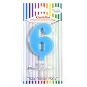 CANDELINA GIVI ITALIA CM.9,5 C/SUPPORTO N.6 AZZURR 06626