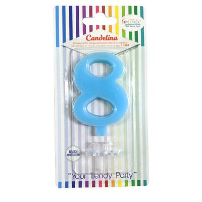 CANDELINA GIVI ITALIA CM.9,5 C/SUPPORTO N.8 AZZURR 06628