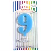 CANDELINA GIVI ITALIA CM.9,5 C/SUPPORTO N.9 AZZURR 06629