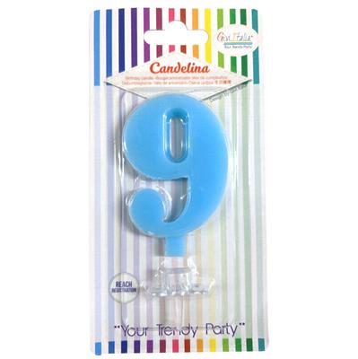 CANDELINA GIVI ITALIA CM.9,5 C/SUPPORTO N.9 AZZURR 06629