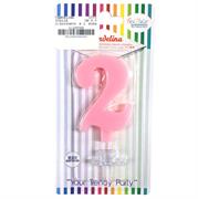 CANDELINA GIVI ITALIA CM.9,5 C/SUPPORTO N.2 ROSA 06632