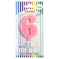 CANDELINA GIVI ITALIA CM.9,5 C/SUPPORTO N.6 ROSA 06636