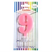 CANDELINA GIVI ITALIA CM.9,5 C/SUPPORTO N.9 ROSA 06639