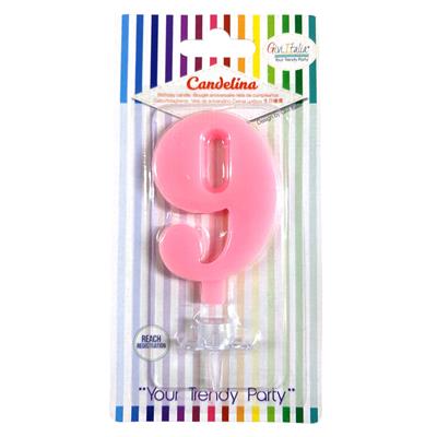 CANDELINA GIVI ITALIA CM.9,5 C/SUPPORTO N.9 ROSA 06639