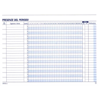 REGISTRO PRESENZE MENSILI AUTORIC.14,8X21,5 FF.25 16731C