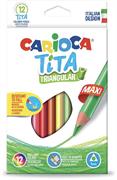 MATITE COLORATE CARIOCA TITA MAXI TRIANGOLARE 12 PZ 4279