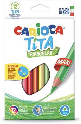 MATITE COLORATE CARIOCA TITA MAXI TRIANGOLARE 12 PZ 4279