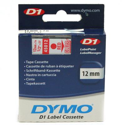 NASTRI DYMO D1 MM.12 X 7 ROSSO/TRASPARENTE