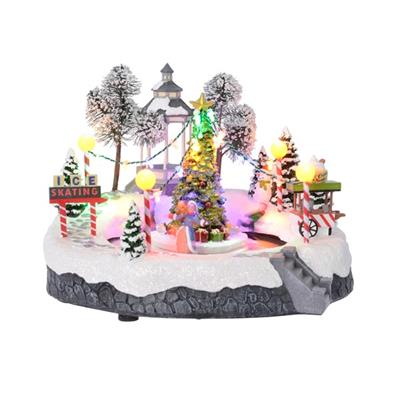 PISTA DI PATTINAGGIO SU GHIACCIO NATALE A LED 26X23X19CM