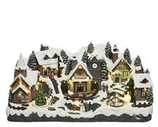 SCENARIO VILLAGGIO NATALE INNEVATO MUSICA MOVIM 27X57X27