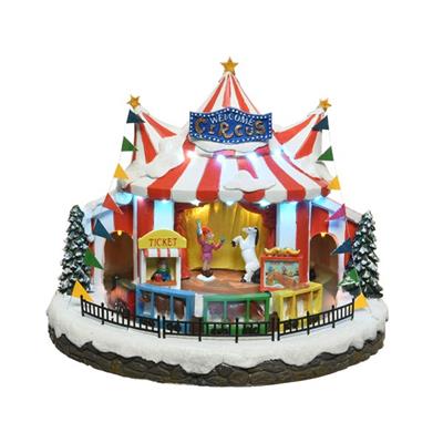 CIRCO NATALE INNEVATO CON MOVIMENTO E MUSICA 32X35X25CM