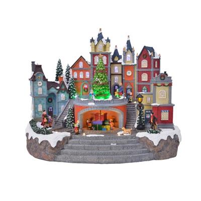 VILLAGGIO INVERNALE NATALE LED FIBRAMOV MUSIC 27X41X35CM