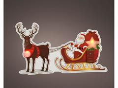 DECORAZIONE PER FINESTRE A LED BABBO NATALE CON RENNA