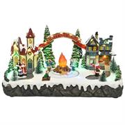 SCENARIO LED POLIRESINA CON BABBO NATALE E CORO 17X35X20