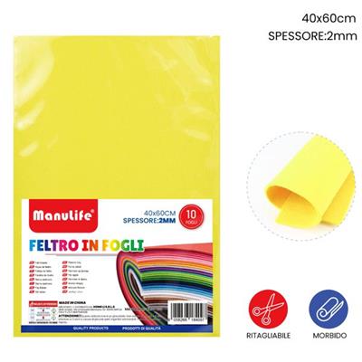 FOGLIO FELTRO 40X60CM 2MM GIALLO