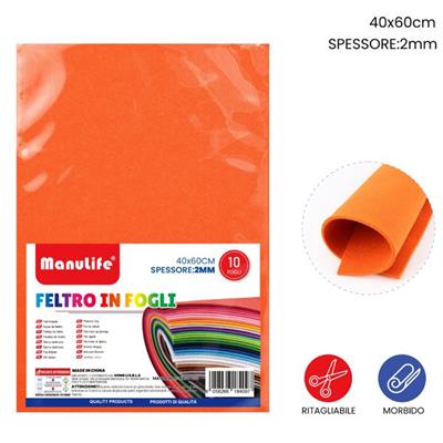 FOGLIO FELTRO 40X60CM 2MM ARANCIO 621422