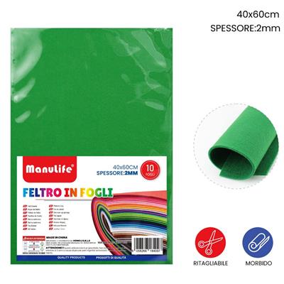 FOGLIO FELTRO 40X60CM 2MM VERDE CHIARO 621428