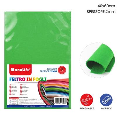 FOGLIO FELTRO 40X60CM 2MM VERDE MEDIO 621429